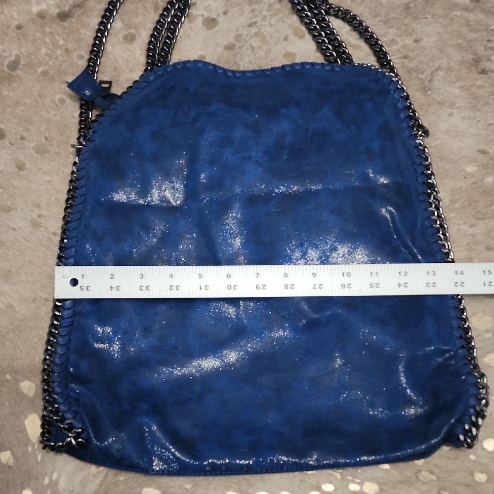 Vibrant Blue Shoulder Bag with Braided Handles - Picture 2 of 9